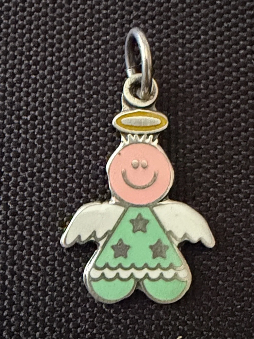 Mexican Silver 925 Kids Angel Charm Pendant in Pink and Mint Green